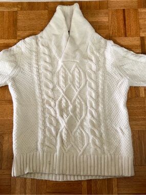 Banana Republic Ivory Cable-Knit Shawl Collar Cardigan